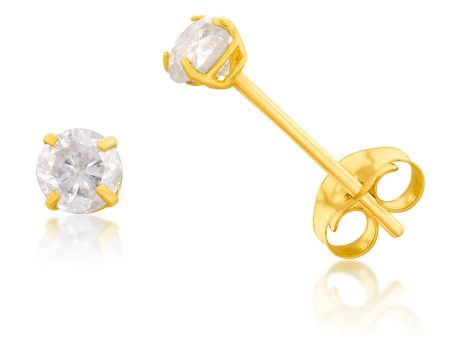 10ct Yellow Gold 1 3 Carat Diamond Solitaire 4-Claw Stud Earrings Discount