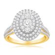 10ct Yellow Gold 1 Carat Diamond Oval Cluster Ring on Sale