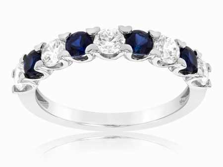 9ct White Gold Cubic Zirconia And Created Sapphire Ring Online Sale