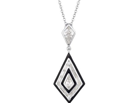 Georgini Reflections Sterling Silver With Black Enamel Art Deco Pendant With Chain Online Hot Sale