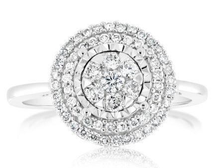 9ct White Gold 0.40 Carat Diamond Halo Ring Online