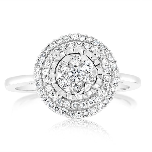 9ct White Gold 0.40 Carat Diamond Halo Ring Online