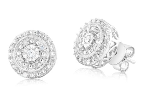 1 6 Carat Diamond Round Stud Earrings in Sterling Silver Hot on Sale