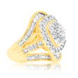 9ct Yellow Gold  3 Carats Look  TW 2 Carat Diamond Ring with Brilliant and Tapered Baguette Diamonds Hot on Sale