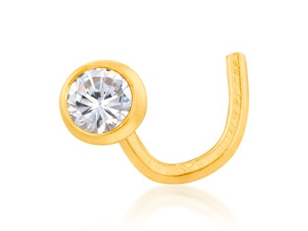 9ct Yellow Gold 3mmm Cubic Zirconia Round Bezel Nose Stud Cheap