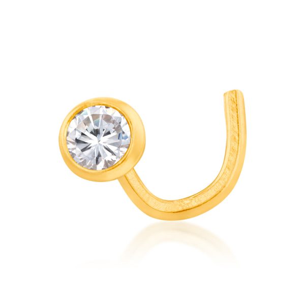 9ct Yellow Gold 3mmm Cubic Zirconia Round Bezel Nose Stud Cheap