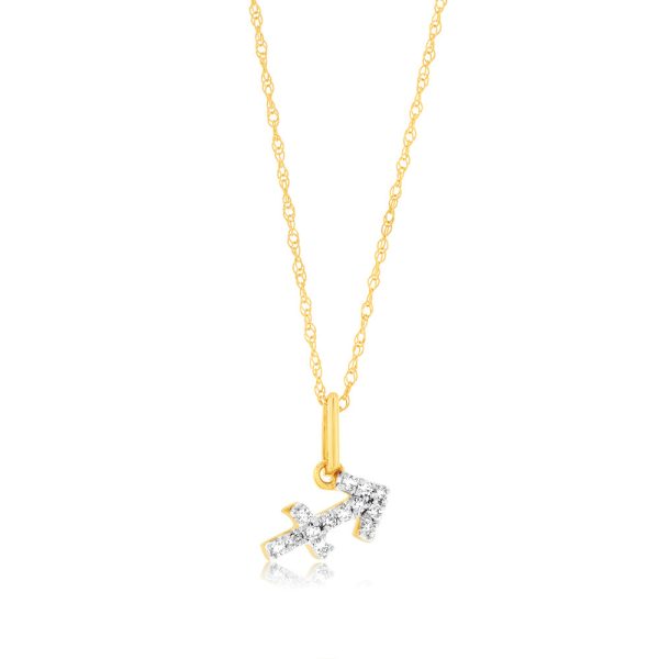 Luminesce Lab Diamond 9ct Yellow Gold Sagittarius 13 Diamonds Pendant With Chain Fashion