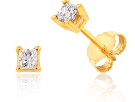 14ct 1 5 Carat Princess Diamond Stud Earrings Cheap