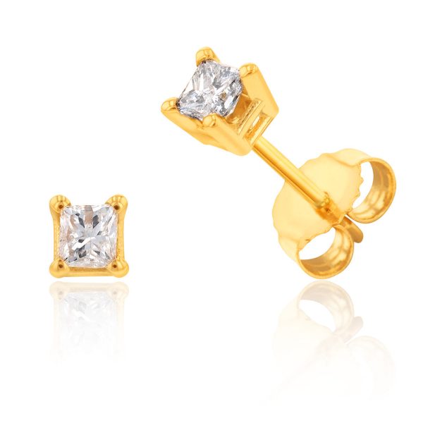 14ct 1 5 Carat Princess Diamond Stud Earrings Cheap