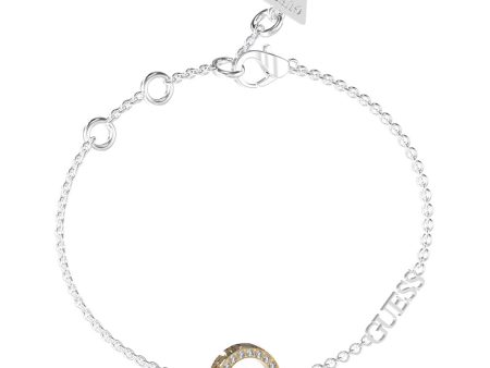 Guess Stainless Steel Rhodium & Gold Plated Pave Circle Bracelet Online