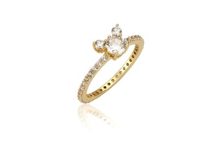 Disney Gold Plated Sterling Silver Mickey Mouse Claw Set CZ Ring on Sale