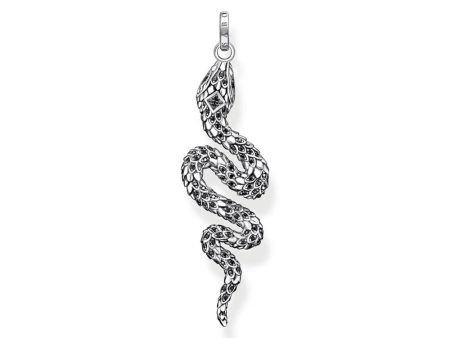 Thomas Sabo Sterling Silver Rebel Snake Black CZ Pendant For Sale