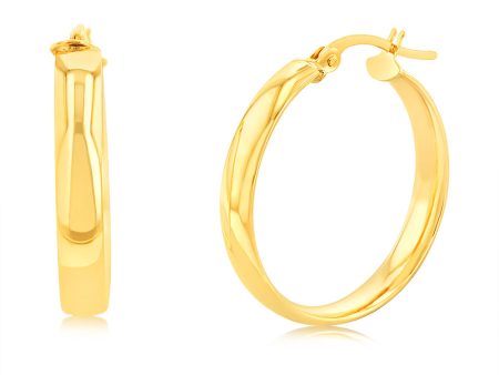 9ct Yellow Gold 20mm Plain Hoop Earrings Online now