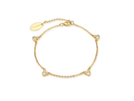 Disney Gold Plated Sterling Silver Mickey Mouse Repeat CZ 19cm Bracelet Online now