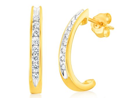 1 4 Carat Luminesce Lab Grown Half Hoop Diamond Earring in 9ct Yellow Gold Online now