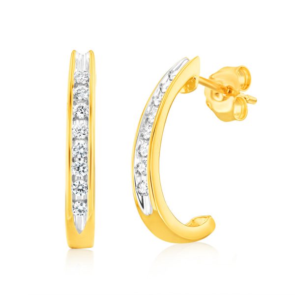 1 4 Carat Luminesce Lab Grown Half Hoop Diamond Earring in 9ct Yellow Gold Online now