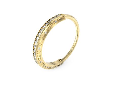 Guess Stainless Steel Gold Plated Half Round Pave Bangle For Discount