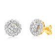 3 4 Carat Diamond Cluster Stud Earrings in 10ct Yellow Gold Sale