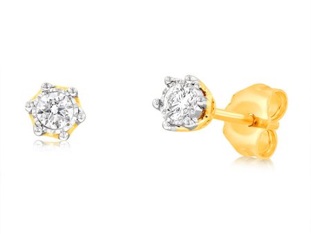 Luminesce Lab Grown Diamond 1 6 Carat Studs in 9ct Yellow Gold For Sale