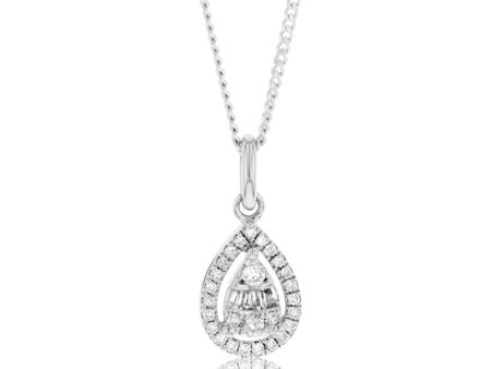 9ct White Gold 1 6 Carat Pear Shape Diamond Pendant Online