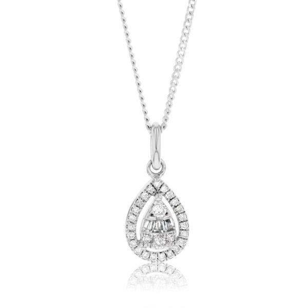 9ct White Gold 1 6 Carat Pear Shape Diamond Pendant Online