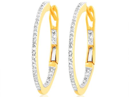 1 4 Carat Luminesce Lab Grown Hoop Diamond Earring In 9ct Yellow Gold For Discount