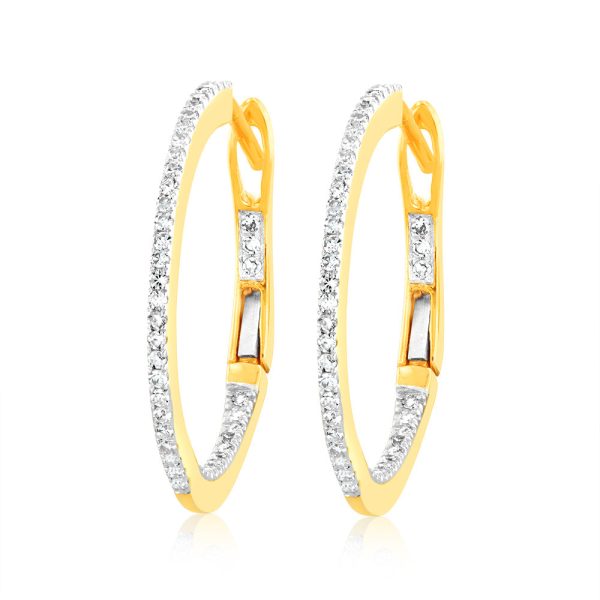 1 4 Carat Luminesce Lab Grown Hoop Diamond Earring In 9ct Yellow Gold For Discount