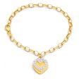 9ct Yellow Gold Silver Filled Cubic Zirconia Belcher Heart Charm 19cm Bracelet on Sale