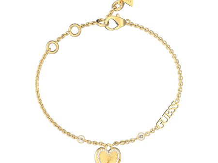 Guess Stainless Steel Gold Plated Single Heart Bracelet Cheap