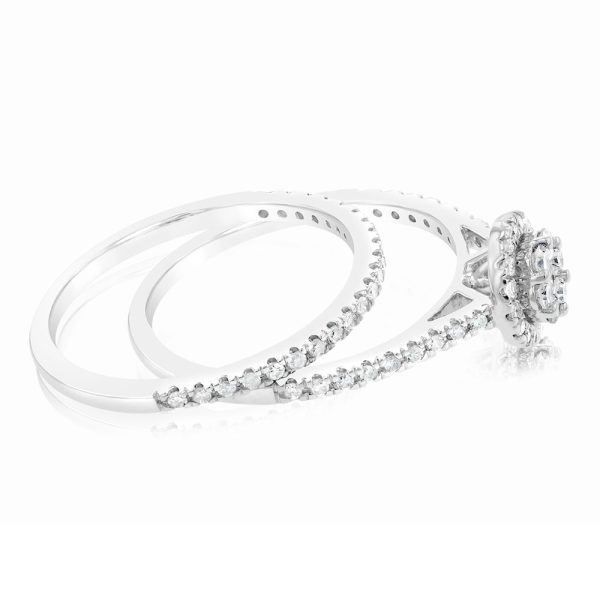 1 2 Carat Diamond 2 Ring Bridal Set in Sterling Silver Hot on Sale