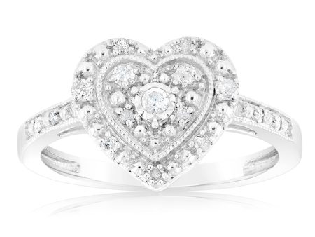 1 6 Carat Diamond Heart Ring in Sterling Silver Fashion