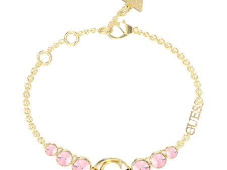 Guess Stainless Steel Gold Plated G Logo Rose Stone Bracelet Supply