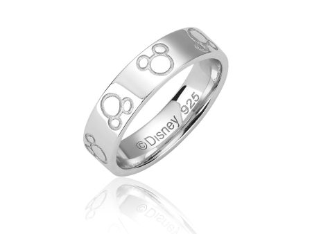 Disney Rhodium Plated Sterling Silver Mickey Mouse Band Ring Cheap