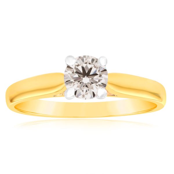 18ct Yellow Gold Solitaire Ring With 0.50 Carat Australian Diamond on Sale