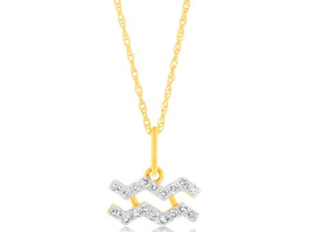 Luminesce Lab Diamond 9ct Yellow Gold Aquarius 1 10 Carat Diamond Pendant With Chain For Sale