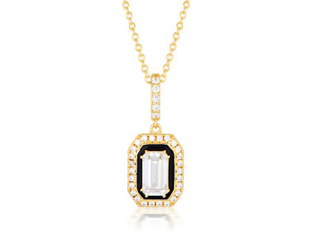 Georgini Reflection Gold Plated Sterling Silver + Black Retrospect Pendant With Chain Cheap