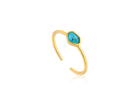 Ania Haie Gold Plated Sterling Silver Mineral Turquoise Adjustable Ring For Discount