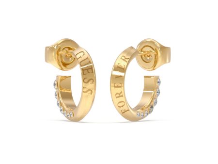 Guess Yellow Gold Plated 16mm Circle Hoop Earrings For Sale