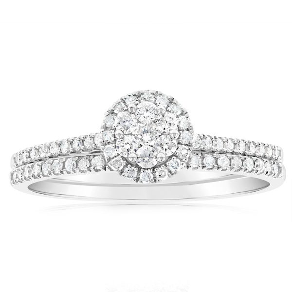 1 2 Carat Diamond 2 Ring Bridal Set in Sterling Silver Hot on Sale