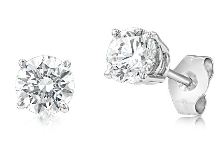 Luminesce Lab Grown Diamond 1 Carat Solitaire Stud Earrings in 14ct White Gold Online Hot Sale