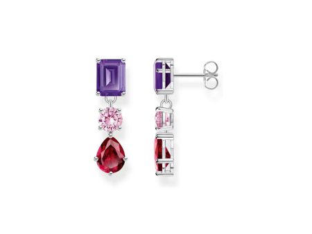 Thomas Sabo Sterling Silver Heritage Synthetic Amethyst CZ Drop Earrings Online Hot Sale