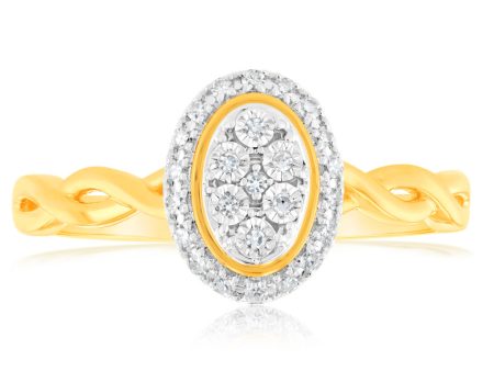 9ct Yellow Gold Luminesce Lab Grown Diamond Ring with 25 Brilliant Diamonds Online Sale