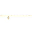 9ct Yellow Gold Silver Filled Cubic Zirconia Belcher Heart Charm 19cm Bracelet on Sale