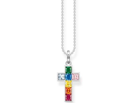 Thomas Sabo Sterling Silver Rainbow Heritage Cross On 40-45cm Chain Fashion