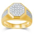 9ct Yellow Gold 1 Carat Octagonal Shape Diamond Mens Ring Sale