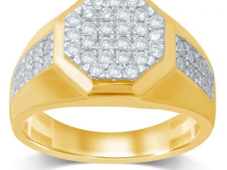 9ct Yellow Gold 1 Carat Octagonal Shape Diamond Mens Ring Sale