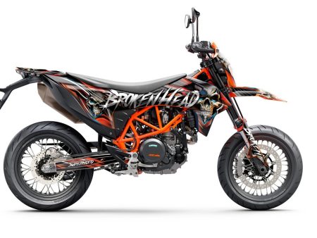 SickMotos Styles Graphics KIT Broken Head “EVIL SKULL V2” Edition KTM SMCR 690 2019-2023 Sale