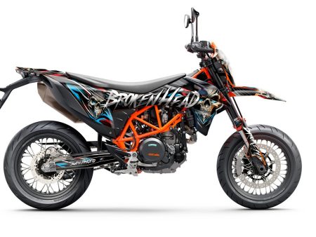 SickMotos Styles Graphics KIT Broken Head “EVIL SKULL” Edition KTM SMCR 690 2019-2023 on Sale