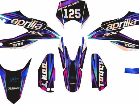 SickMotos Styles Graphics KIT Blue-Purple Chrome Edition Aprilia SX 125 2018-2023 For Cheap