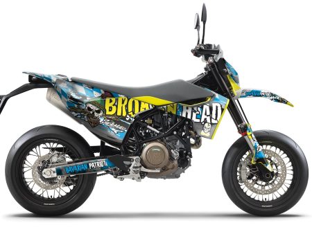 SickMotos Styles Graphics KIT Broken Head “Bavarian Patriot” Edition Husqvarna 701 SM 2016-2023 For Cheap